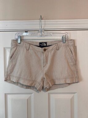 The North Face Tan Striped Hiking Shorts Womens 8 Outdoor Casual Summer